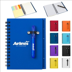 Spiral Notebook Steno Pocket Notepad With Pen In Holder And Sticky Notes